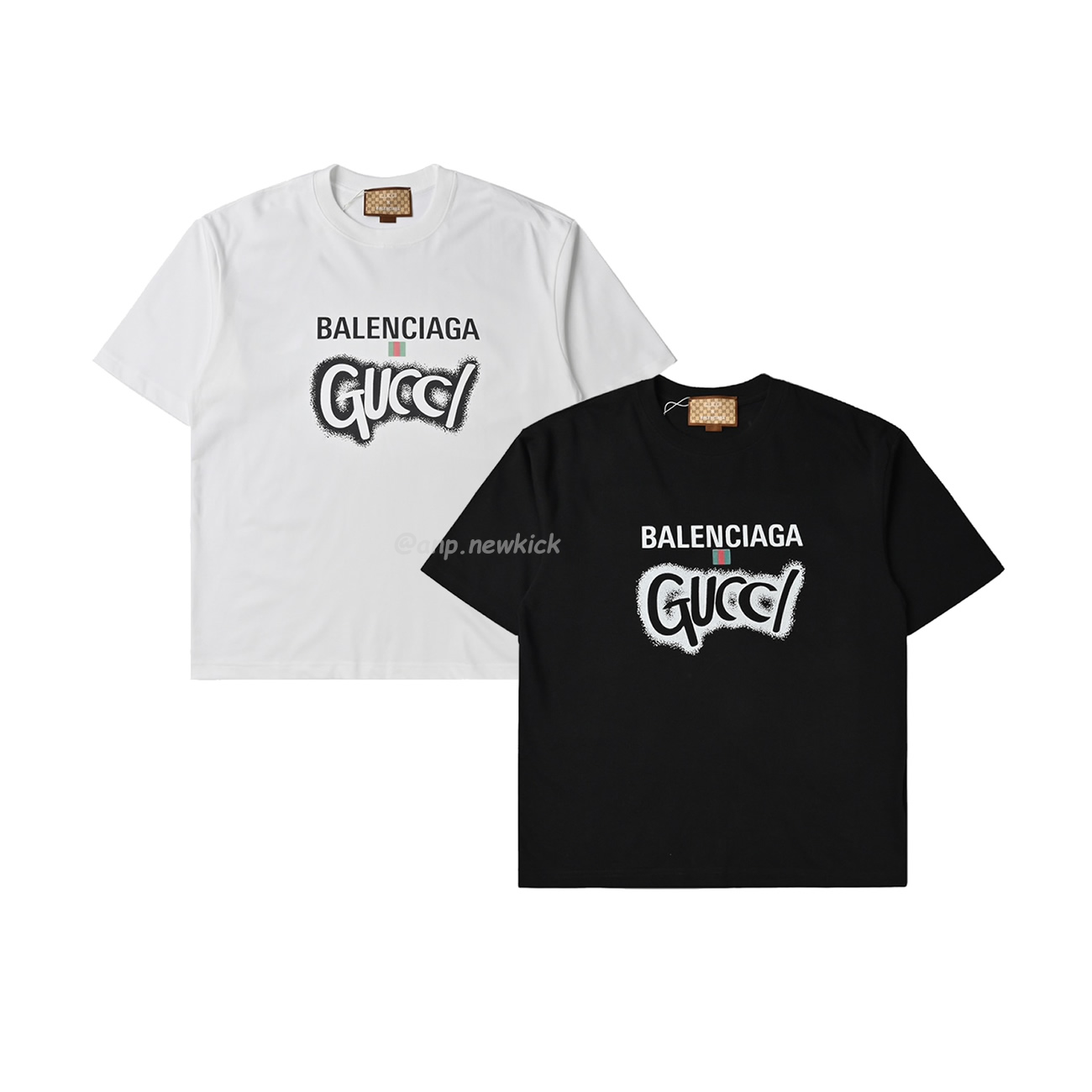 Balenciaga X Gucci Co Branded Double B Letter Printed Logo Printed Short Sleeved T Shirt (1) - newkick.org